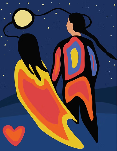 Bada Jean Moonlight Couple Greeting Card