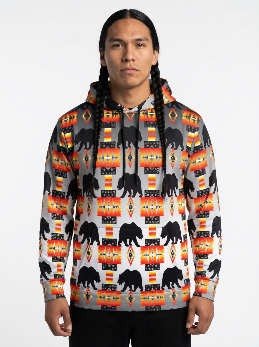 Bear Black and White Pullover Hoodie