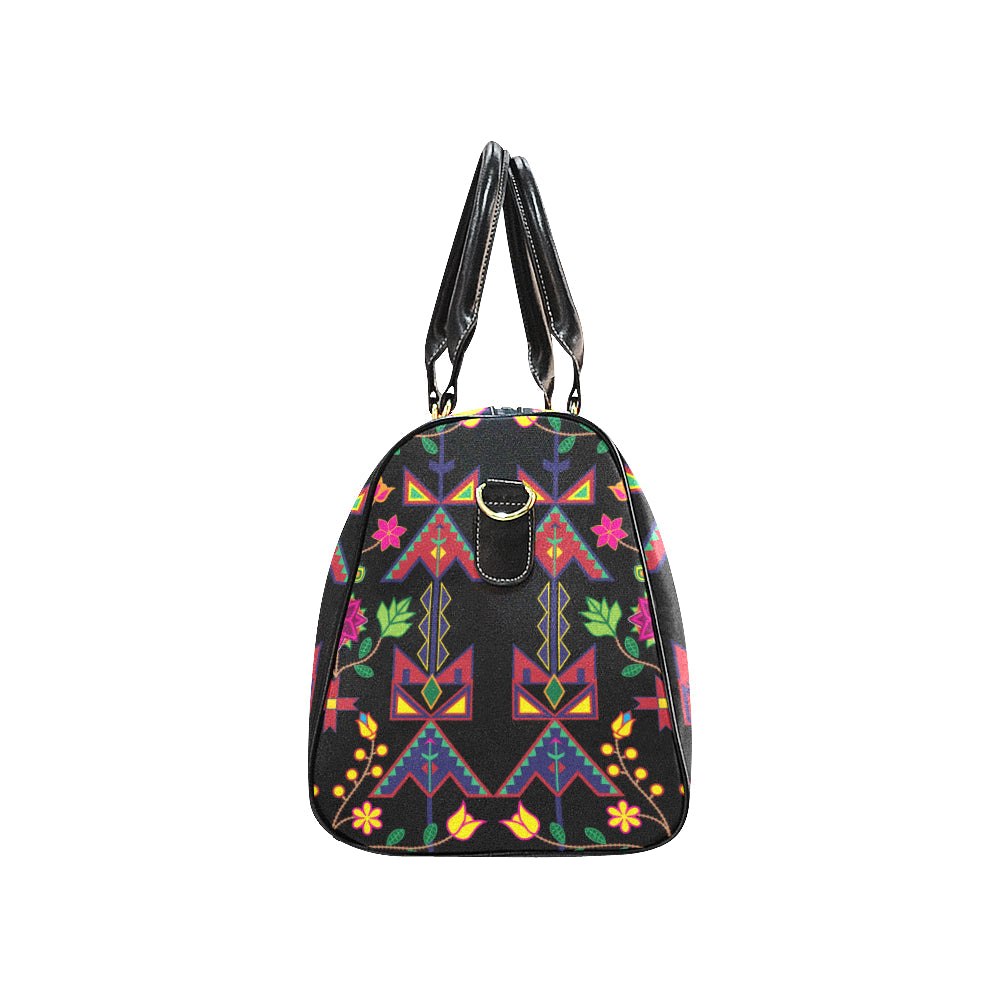 Geometric Floral Spring-Black New Waterproof Travel Bag/Large (Model 1639)