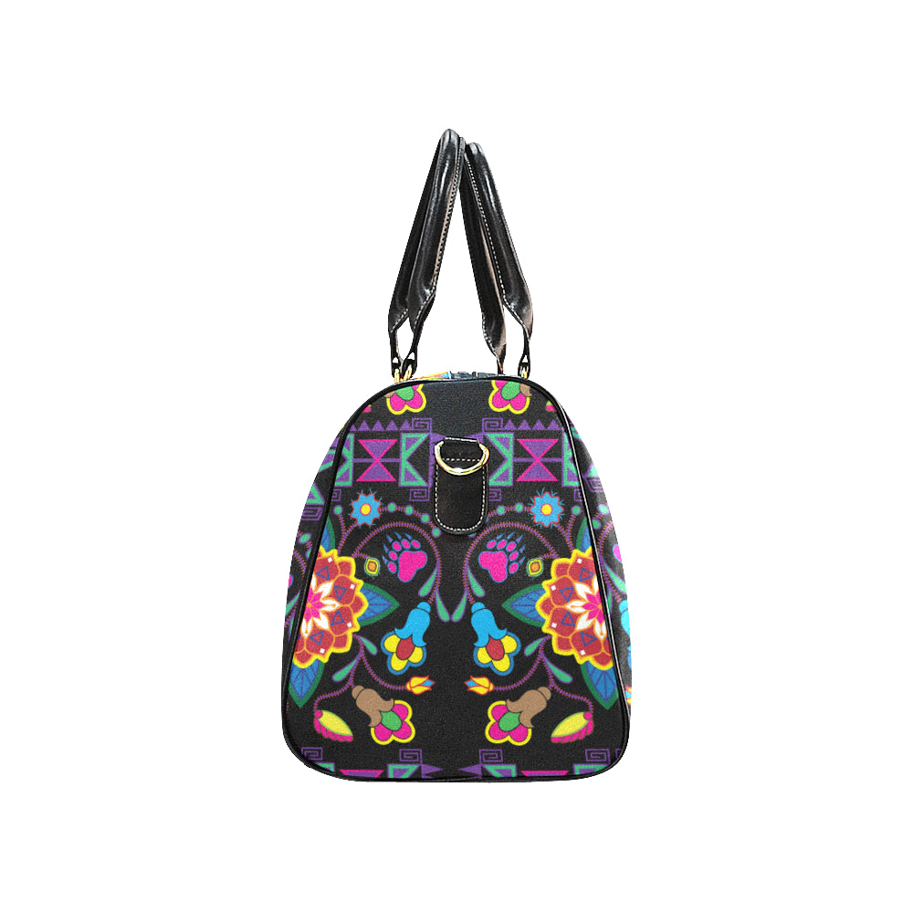 Geometric Floral Winter-Black New Waterproof Travel Bag/Large (Model 1639)