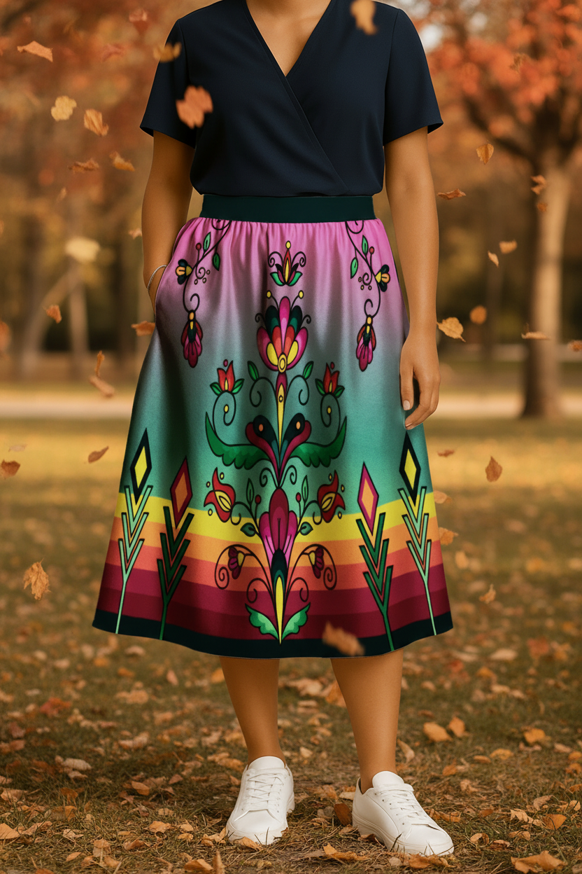 Autumn Kinship Wreath Midi Skirt