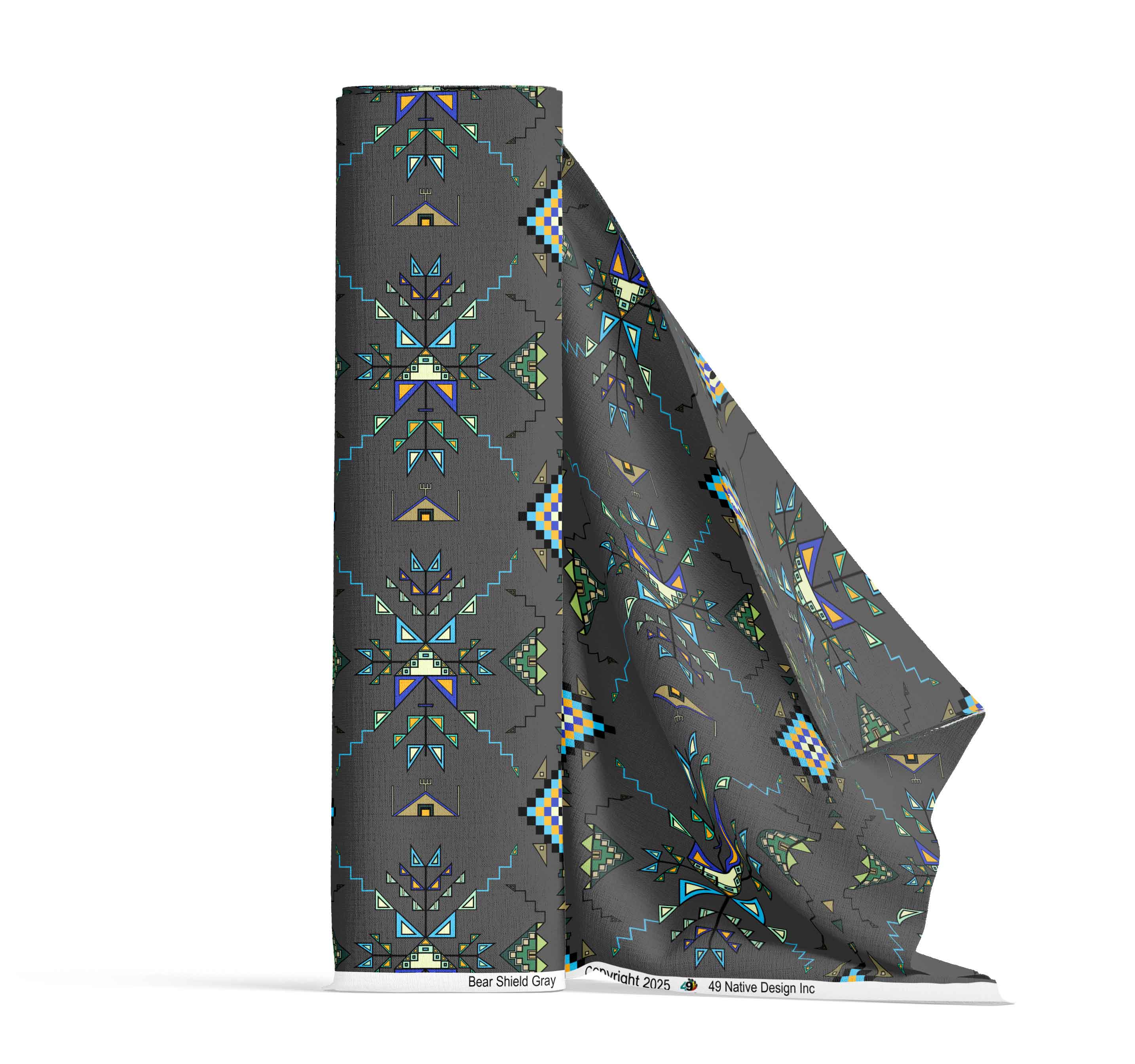 Bear Shield Gray Cotton Poplin
