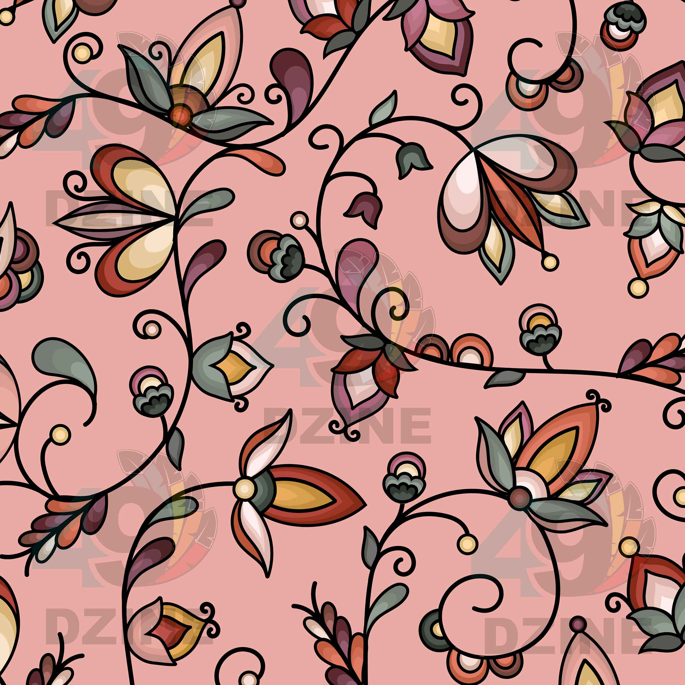 Burnt Sky Petals Peach Cotton Poplin