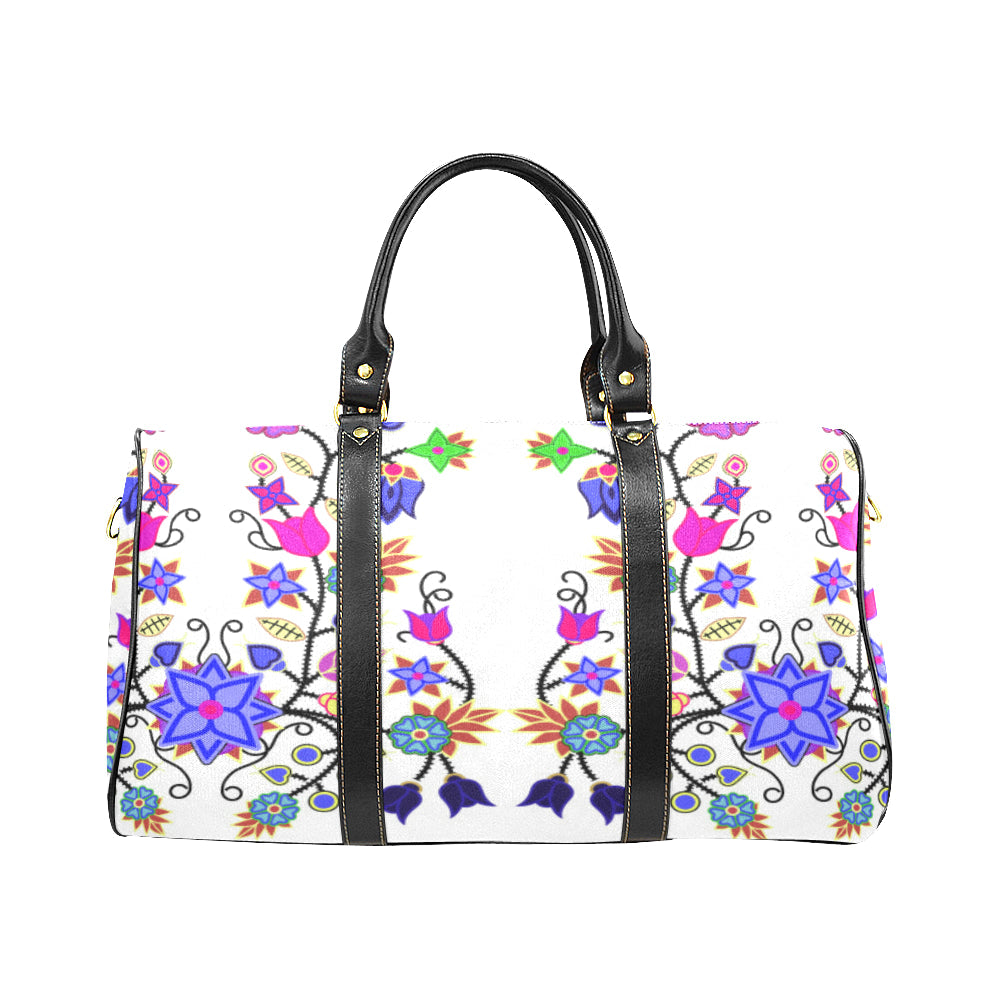 Floral Beadwork Seven Clans White New Waterproof Travel Bag/Large (Model 1639)