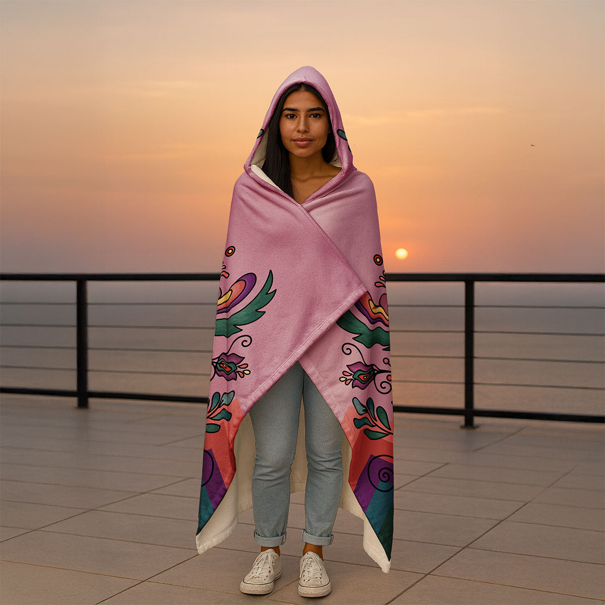 Cedar Wind Bloom Hooded Blanket