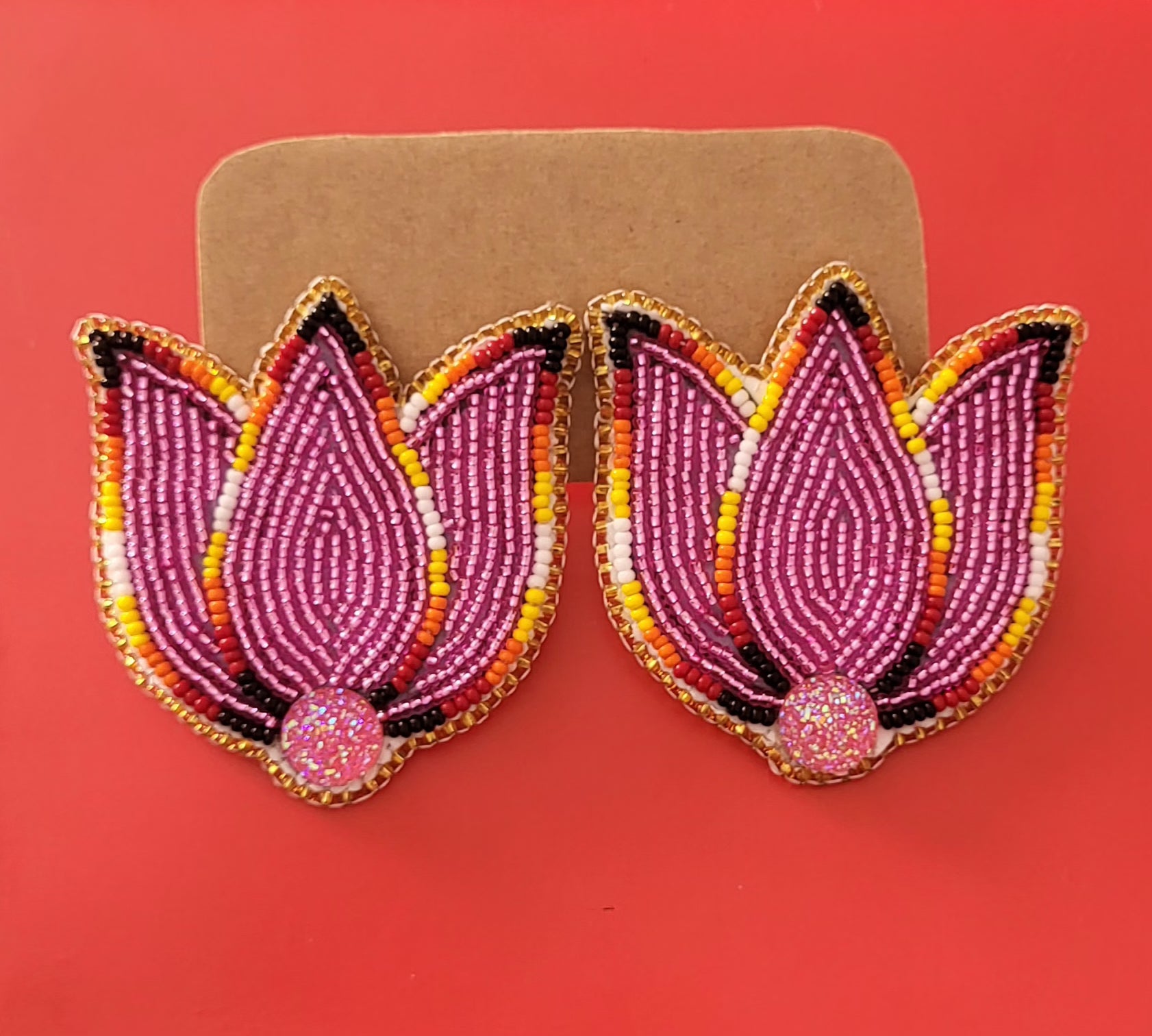 Danielle Redgun Pink Flower Earrings
