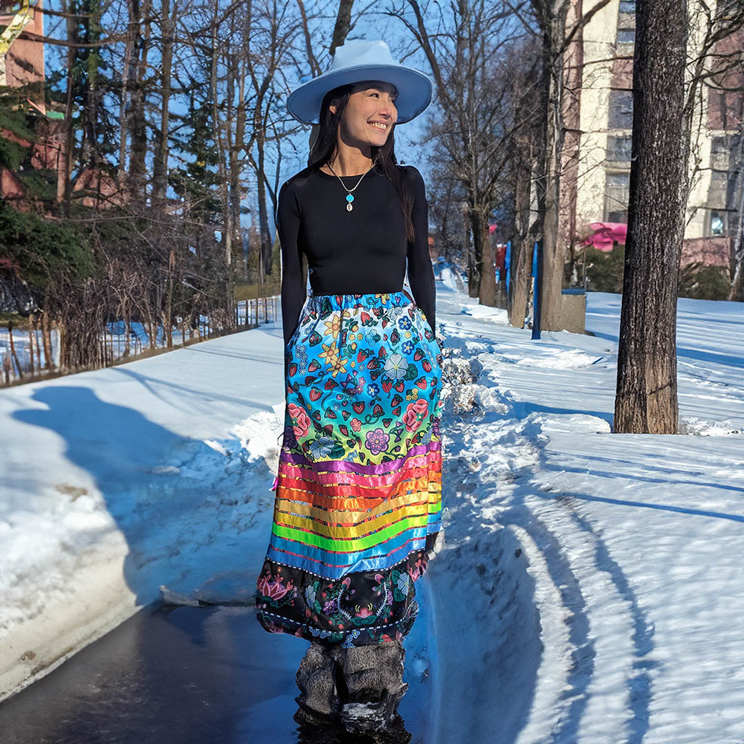Berry Pop Rainbow Ribbon Skirt with Pockets and Underskirt Lining
