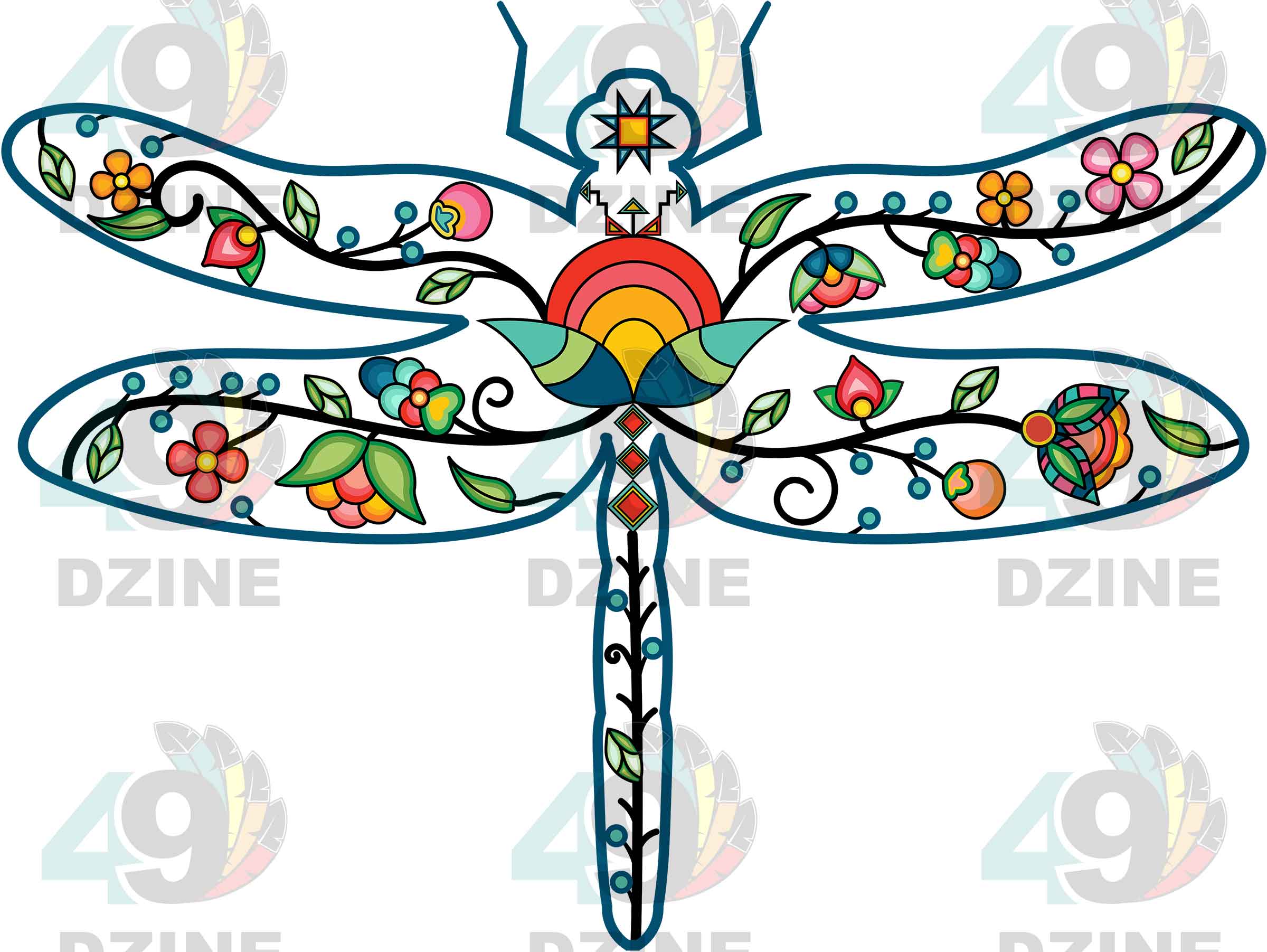 Dragonfly Floral Animals 01 Various Sizes
