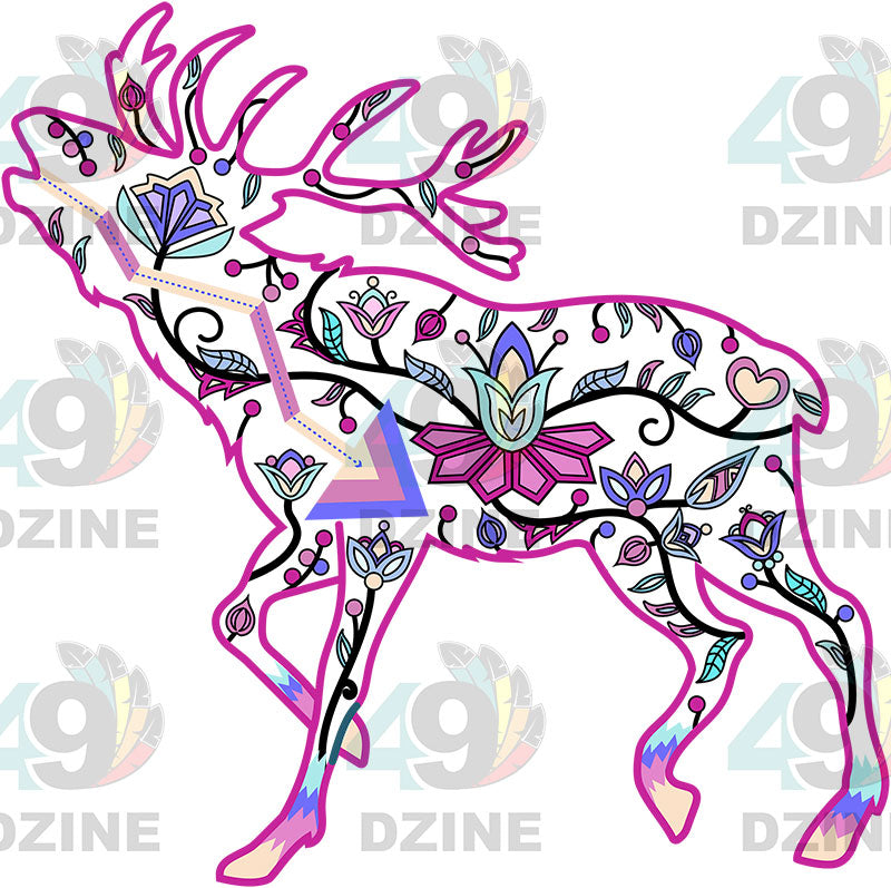 Elk Floral Animals 02-M Various Sizes