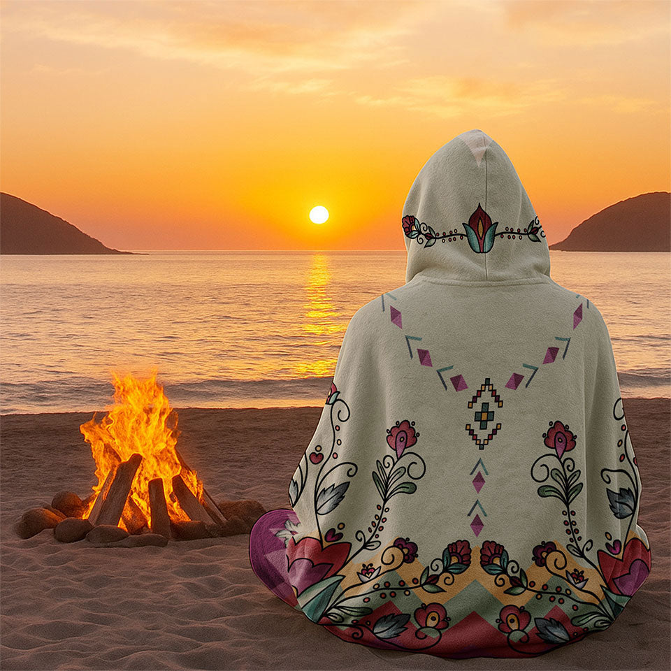 Sunset Berry Bloom Hooded Blanket